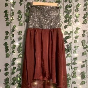 As U Wish formal dress w/ sequin bodice and high low skirt